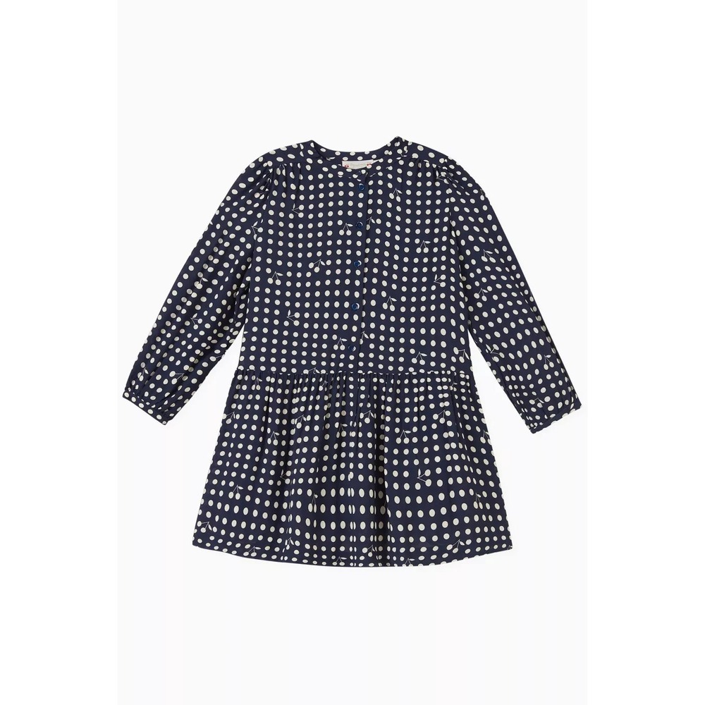 Bonpoint‎  Girl's 4  Talitha Cherry Polka Dot Dress  Navy Blue Long Sleeve $354